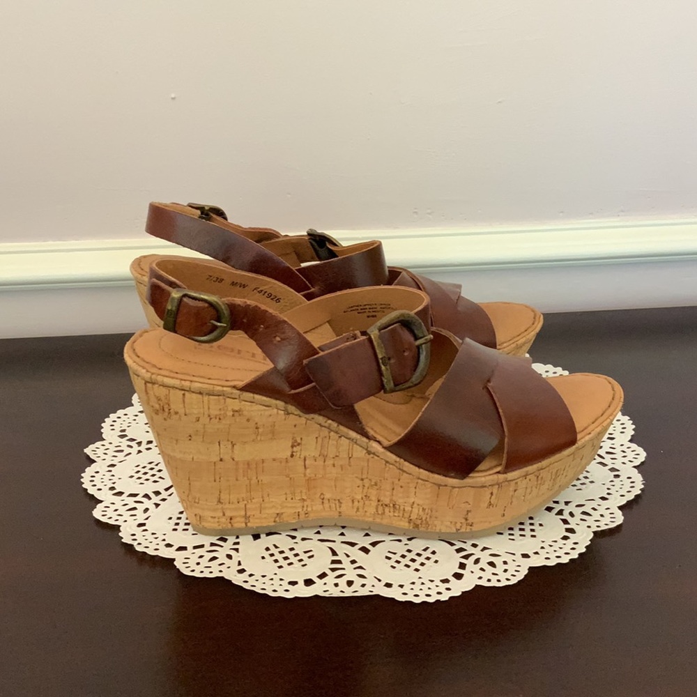 Brown wedges sandals size 7